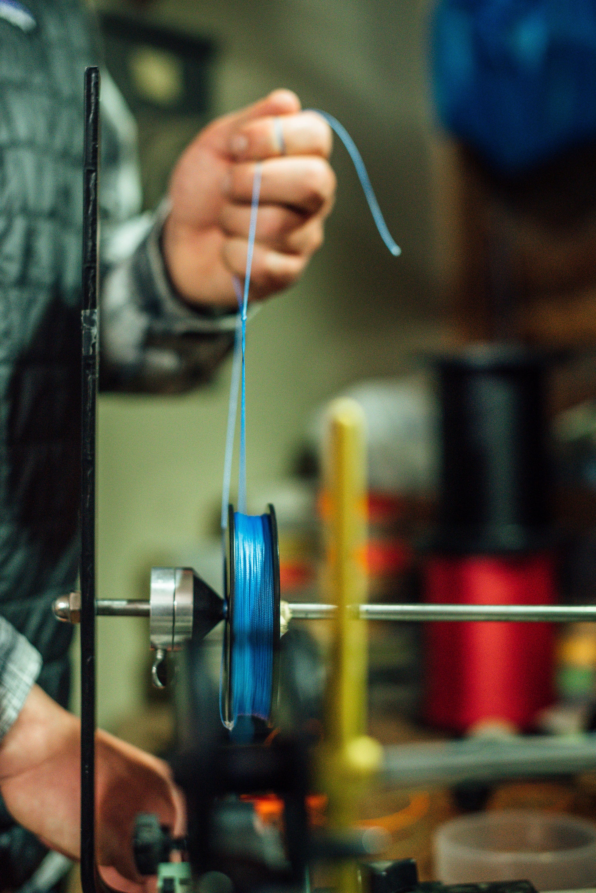 Someone is preparing their Blue Micron Fly Line Backing.