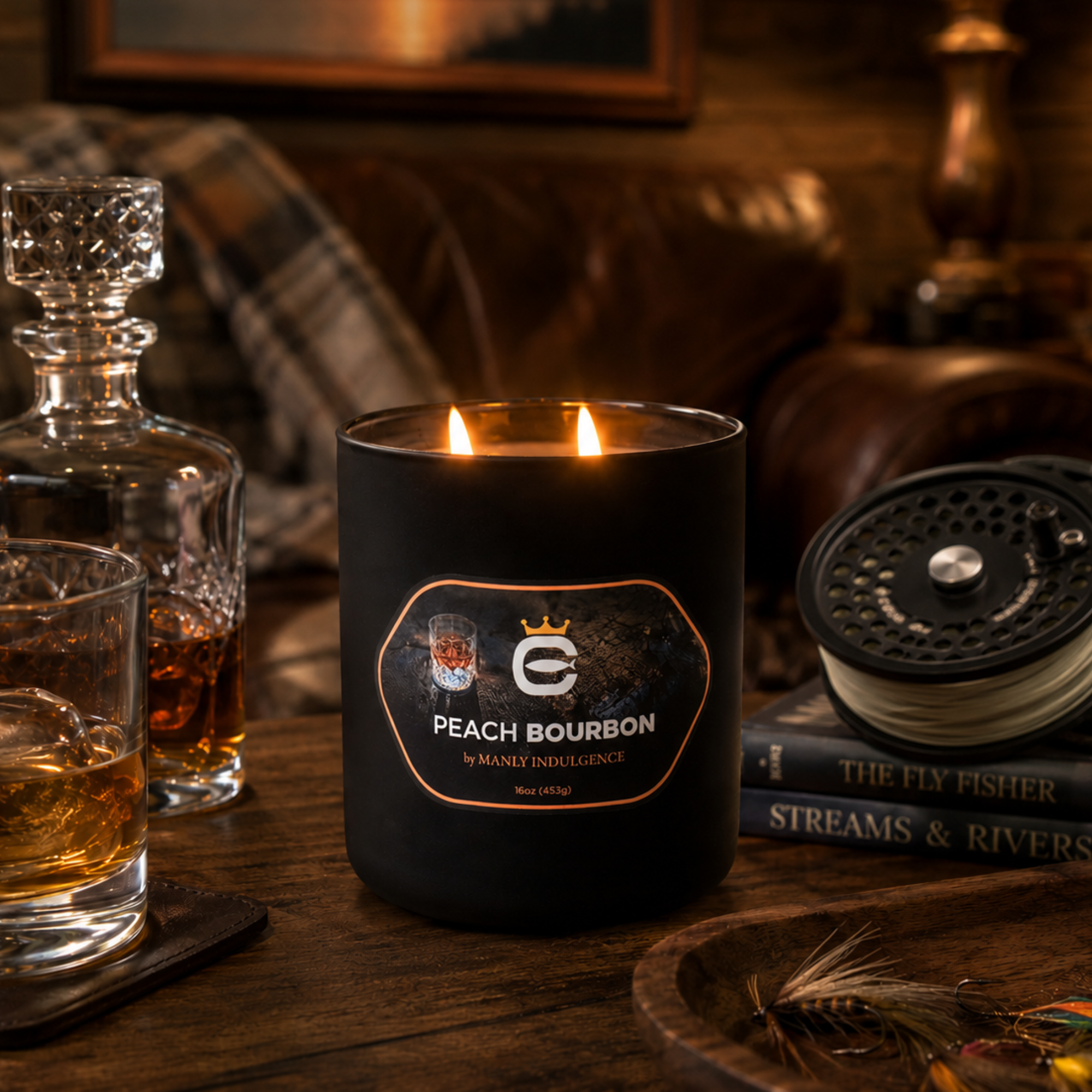 Peach &amp; Bourbon, 16oz, Two Wick - Cortland Line® x Manly Indulgence®