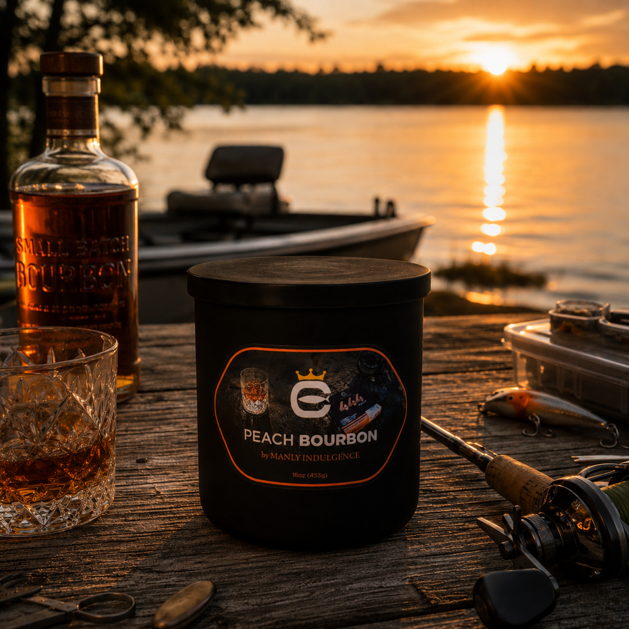 Peach &amp; Bourbon, 16oz, Two Wick - Cortland Line® x Manly Indulgence®